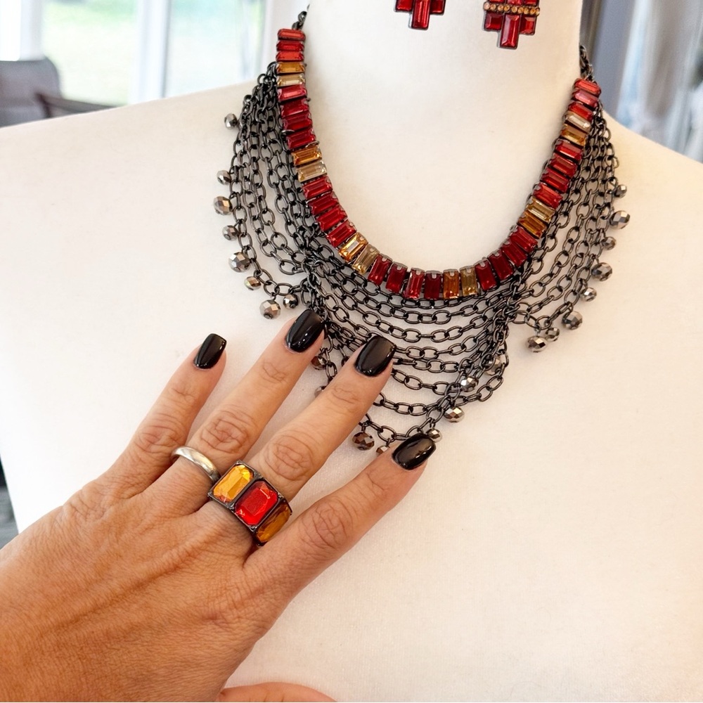 SIMPLY VERA WANG Necklace Earrings & Bracelet 4 Piece Set Gun Metal Gray Tone - Picture 3 of 15